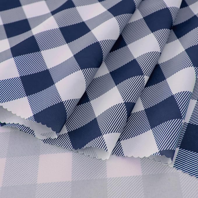 Waterproof Plaid Tablecloth Fabric - Round 58 Inch Classic Gingham Checker Table Cloth for Indoor/Outdoor Use - Buffalo Table Cover for Picnics, BBQs, and Parties