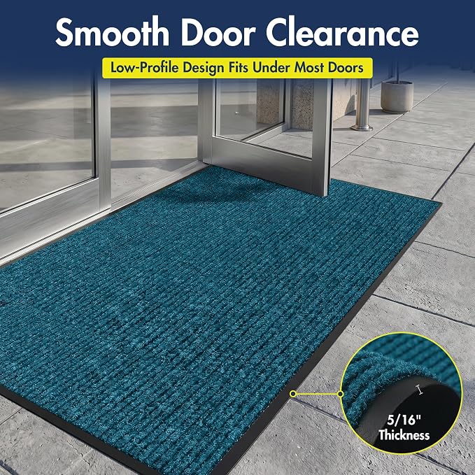 Notrax 109 Industrial Door Mat, 4' x 6' Large Entrance Mat, Heavy Duty Commercial Rugs for Entryway, Welcome Lobbies, Garage, and Mudroom, Made in the USA, Slate Blue, Brush Step 109S0046BU