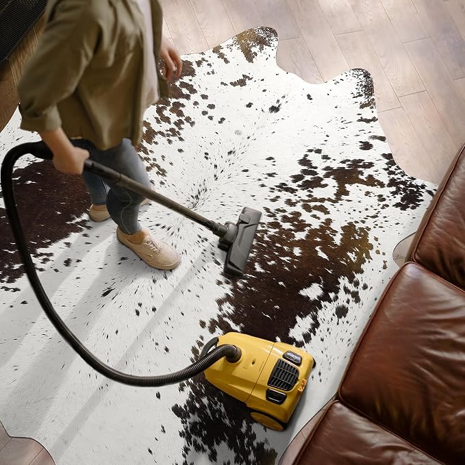 AROGAN 8x10 Faux Cowhide Rug, Cow Print Large Animal Hide Rug Spots Brown | Premium Cow Hide Carpet, Western Rug for Bedroom Living Room Decor, Durable Faux Cow Skin Cowhide Area Rug