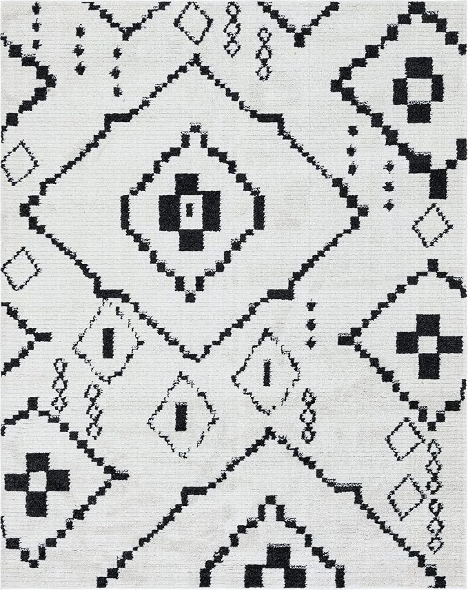 Unique Loom Morocco Collection Tribal, Southwestern, Bohemian Area Rug (8' 0 x 10' 0 Rectangular, Ivory/Black)