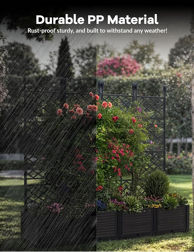 Planter Box WithTrellis,Planter Box for Climbing Plants/Vines,50x63In Garden Trellis,for Vegetables Flower, Planter Box for Backyard Patio Balcon