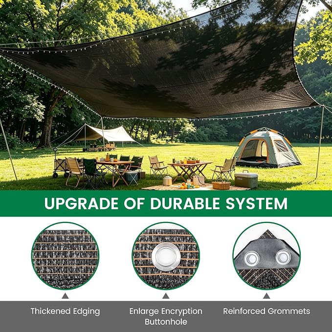 70% 20 X 20 FT Black Shade Cloth, Outdoor Sunblock Shade Cloth with Grommets, Durable Sun Shade Netting Shading Antifreezing for Patio, Garden, Plants Cover, Greenhouse, Barns, Dog Kennel