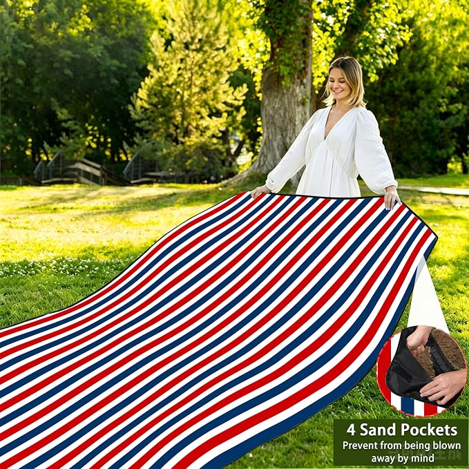 Picnic Blankets Beach Blanket 80" X 80" Extra Large Waterproof Camping Blankets Portable Outdoor Mat 3-Layer Blanket for Beach, Hiking, Park, Music Festival, Grass Lawn,Travel