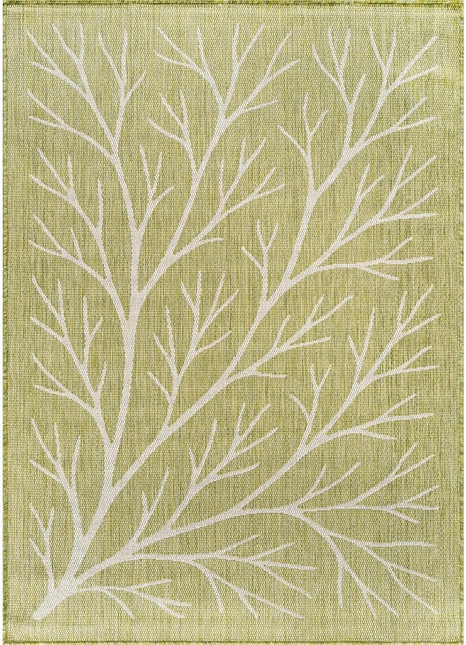 Washable Indoor Outdoor Rug 5x7 Modern Area Rugs Branch Pattern Non Shedding Waterproof Easy Clean Patio Deck Porch Living Room Bedroom Garden RV (5 X 7 Olive)
