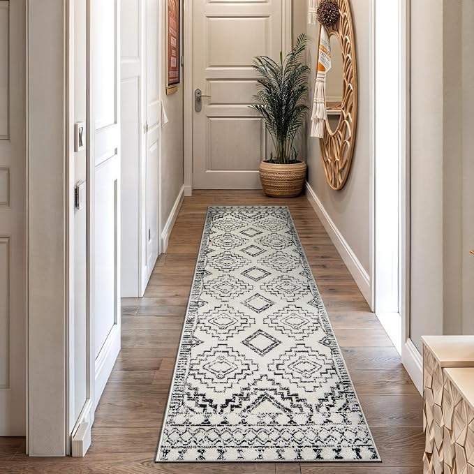 Rugshop Southwestern Geometric Tribal Boho Runner Rug Soft Cream 2' 3" x 8' | Size 2' 3" x 8', Living Room, Bedroom, Dining Room, Home Office, Kitchen, Entryway, Hallway, Nursery, Kids Room, Guest Room