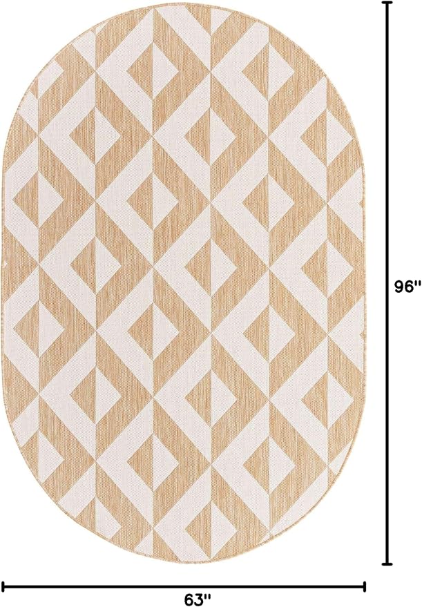 Unique Loom Jill Zarin Outdoor Collection Area Rug - Napa (5' 3'' x 8' Oval, Beige/ Brown)