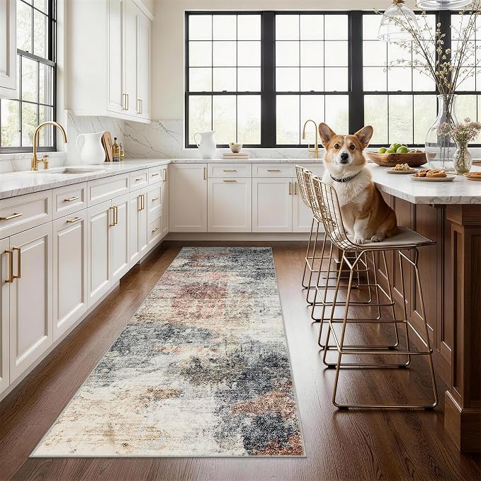 Black Runner Rugs for Hallway: Abstract Washable Runner Rug 2x6 for Entryway Kitchen Bedroom Bathroom - Modern Cozy Home Decor Long Carpet Mat Stain-Resistant