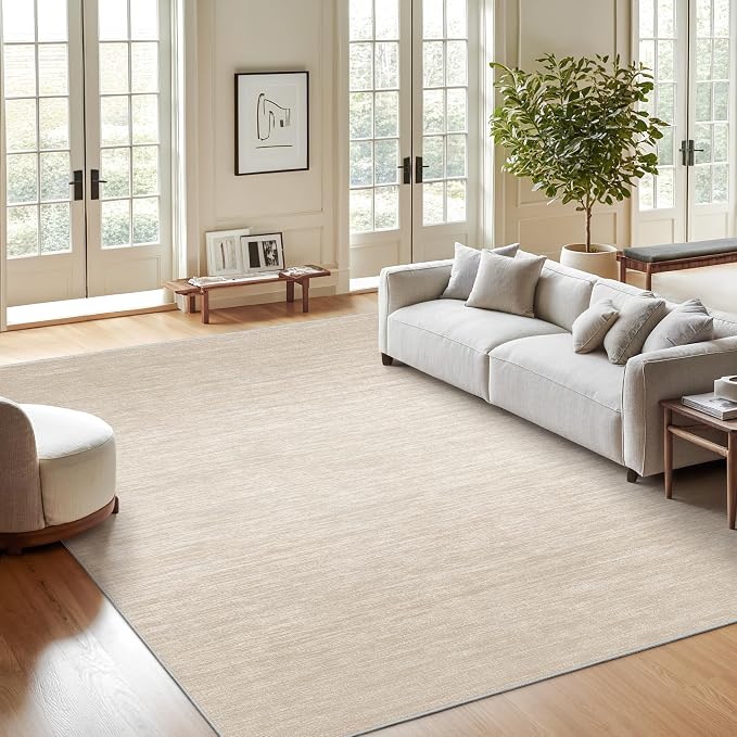 Valenrug 8x10 Area Rugs for Living Room, Large Washable Rug Non Slip Brown | Soft Low Pile, Thin & Lighweight Carpet, Folable Stain Resistant Modern Indoor Floor Mat for Bedroom, Dining Room, Home Decor