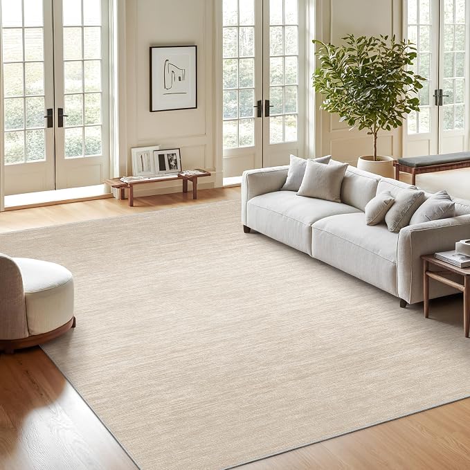 Valenrug Washable Rugs 5x7, Non Slip Large Area Rugs for Living Room, Brown | Soft Low Pile, Thin & Lighweight Carpet, Folable Stain Resistant Modern Indoor Floor Mat for Bedroom, Dining Room, Home Decor