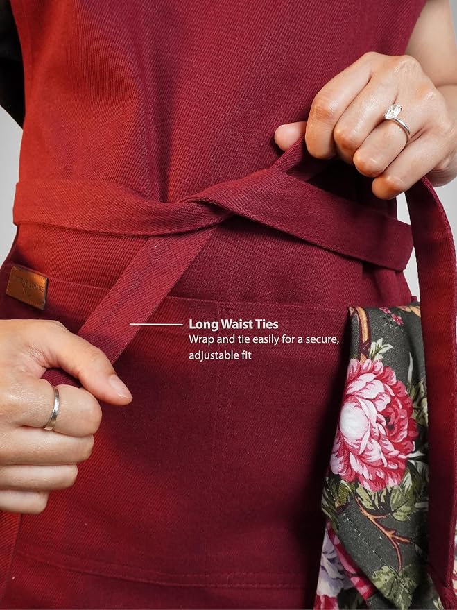 100% Cotton Kitchen Apron with 2 Pockets – Adjustable Chef Apron for Cooking Baking BBQ – Unisex Apron