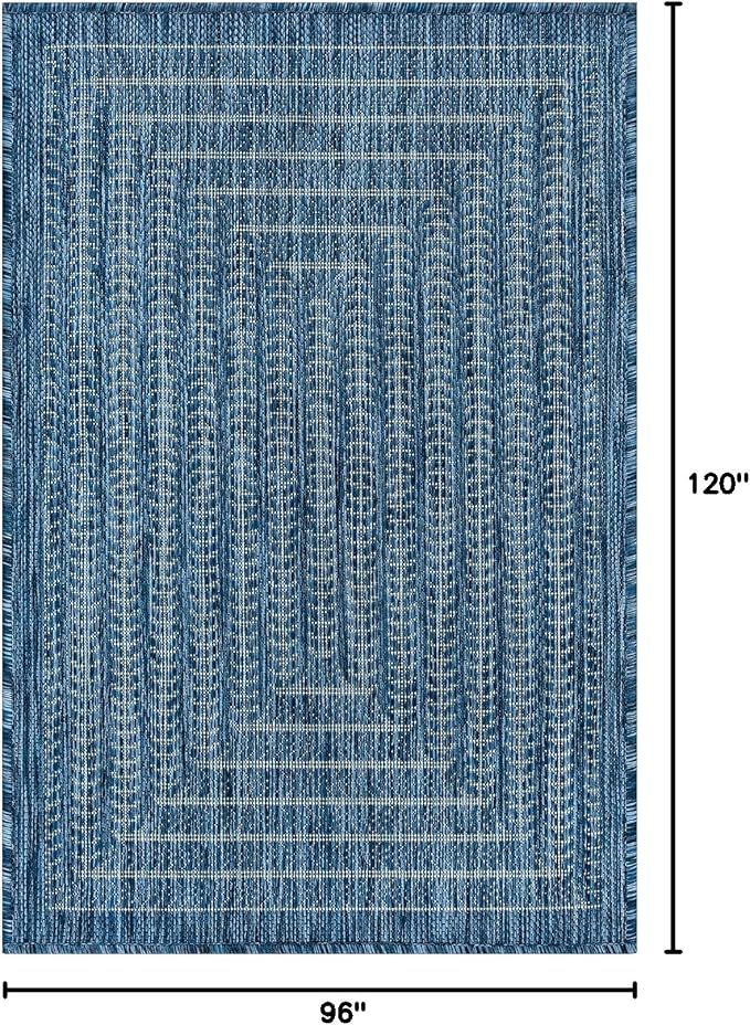 Adiva Rugs Outdoor Indoor Area Rug, Weather Resistant, Easy to Clean, Stain Resistant Floor Mat for Dining Room, Backyard, Deck, Patio (Azure Denim Blue, 8' x 10')