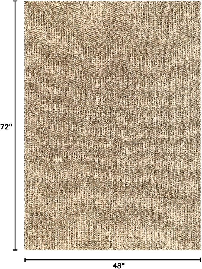 Luul Home Easy Jute Rugs 4x6 Natural Color Living Room Indoor Outdoor Area Rug for Farmhouse Patio and Kitchen Rug High Traffic Washable Easy to Clean Solid Boho Woven Design Outside Carpet (4 x 6)
