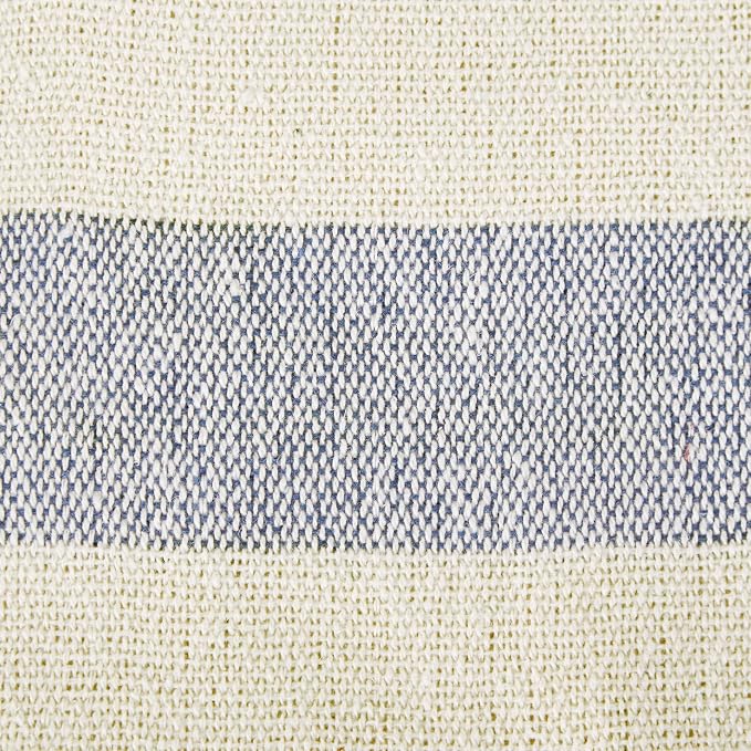DII Rustic Farmhouse Cotton Cabana Striped Blanket Throw with Fringe, 50 x 60 - Cabana Striped Off-White with French Blue