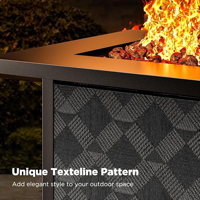 Ciays 28Inch Propane Fire Pit Table, 50,000 BTU Outdoor Gas Fire Pit Table CSA-Certified for Outside Patio with Removable Lid and Lava Rocks, Add Warmth and Ambience to Parties, Backyard, Garden