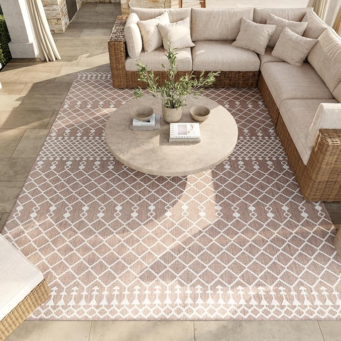 Nourison Home Positano Beige 12' x 15' Area Rug - Easy Clean, Non Shedding, Bed Room, Living Room, Dining Room, Kitchen (12' x 15')