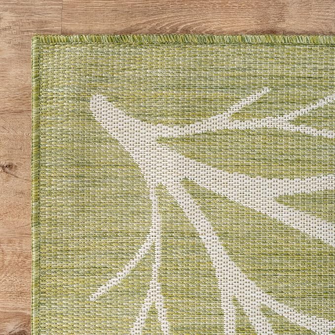 Washable Indoor Outdoor Rug 5x7 Modern Area Rugs Branch Pattern Non Shedding Waterproof Easy Clean Patio Deck Porch Living Room Bedroom Garden RV (5 X 7 Olive)