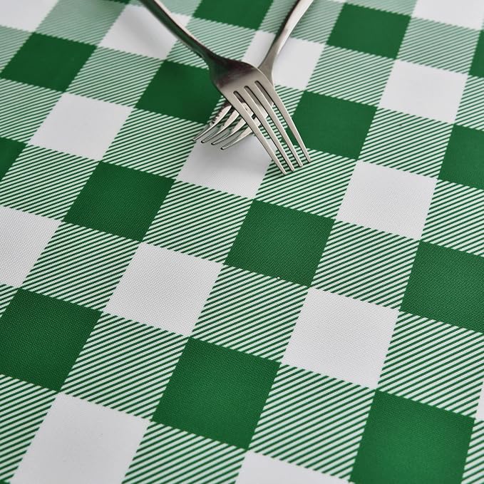 Classic Gingham Plaid Tablecloth Fabric - Rectangular 58x102 Inch Water Resistant Checked Table Cloth for Indoor/Outdoor Use - Table Cover for Kitchen, Picnics, Gardens, and Parties