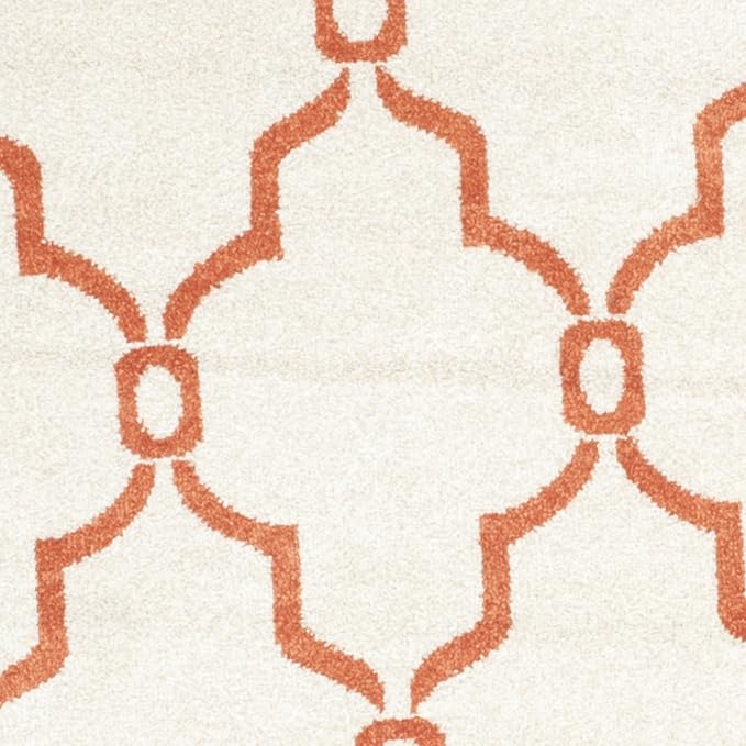SAFAVIEH Amherst Collection 7' Round Beige / Orange AMT414F Trellis Non-Shedding Dining Room Entryway Foyer Living Room Bedroom Area Rug