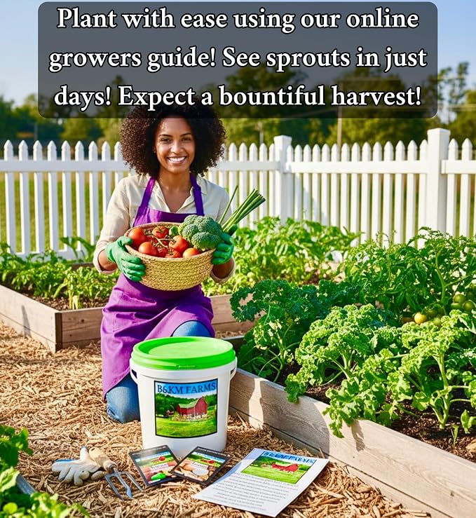 Beginner Survival Seed Vault: 10,000+ Heirloom & Non-GMO Seeds (20 Easy to Grow Varieties) by B&KM Farms