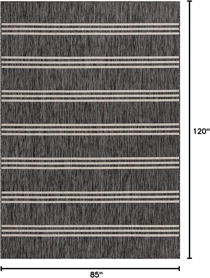Unique Loom Jill Zarin Outdoor Collection Area Rug - Anguilla (7' 1'' x 10' Rectangle, Charcoal/ Ivory)