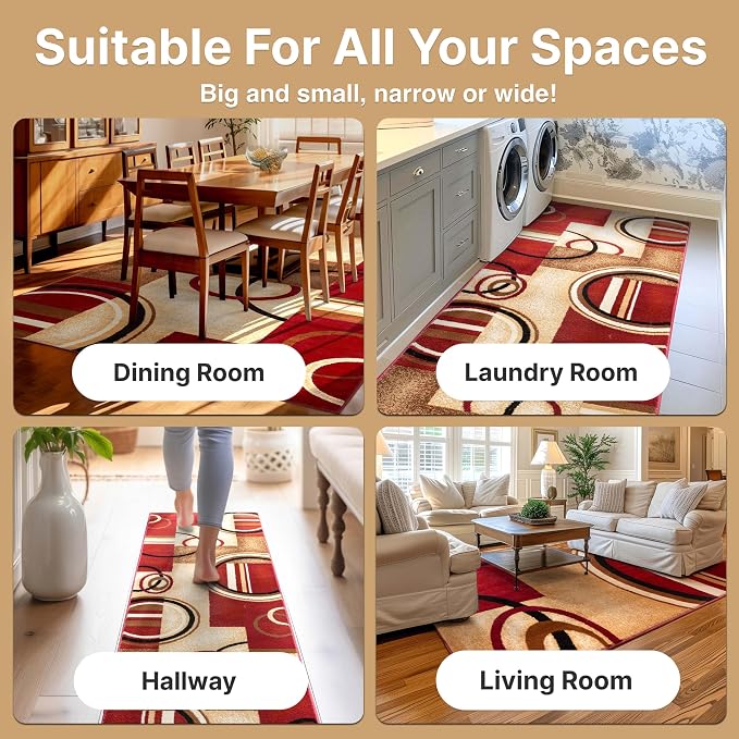 Well Woven Barclay Arcs & Shapes Red Modern Geometric 5'3" x 7'3" Area Rug