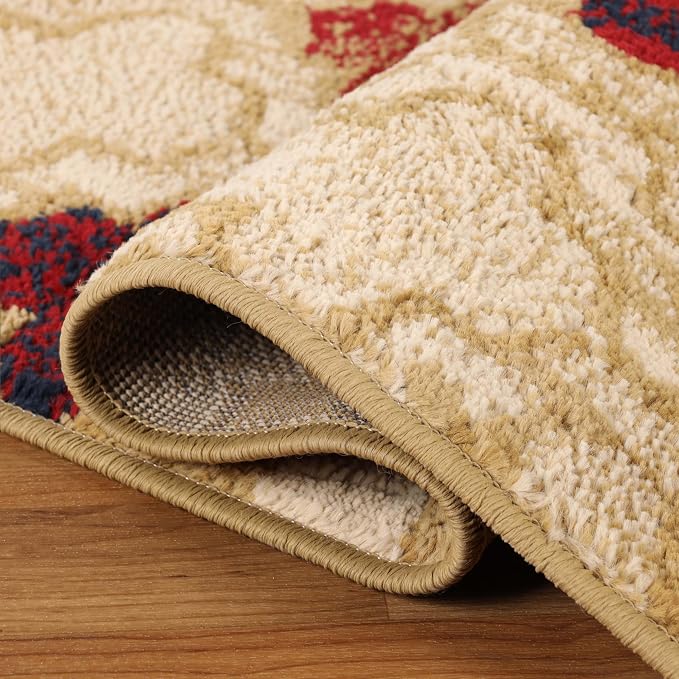 SUPERIOR Modern Indoor Area Rug, Non Slip Rug, 8'x10', Beige | Geometric Design Floor Décor, Easy Care High Traffic Areas Living Dining Room, Bedroom, Office, Entryway, Viking Collection