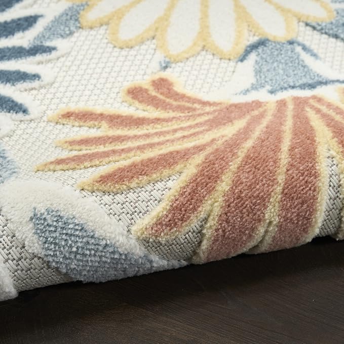 Nourison Home Aloha Ivory Rose 2'8" x 4' Area Rug - Easy Clean, Non Shedding, Bed Room, Living Room, Dining Room, Kitchen (3' x 4')
