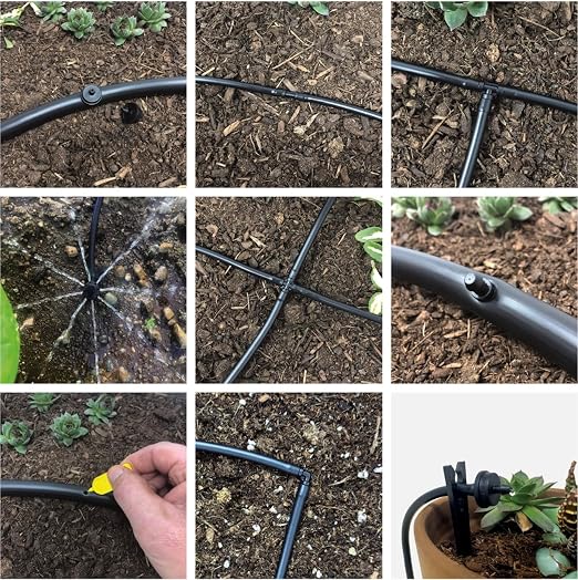 Sprinkland® Drip Irrigation Repair and Extension Kit | Made in USA | 107 Piece | 1/4” Fittings, Emitters & Tubing