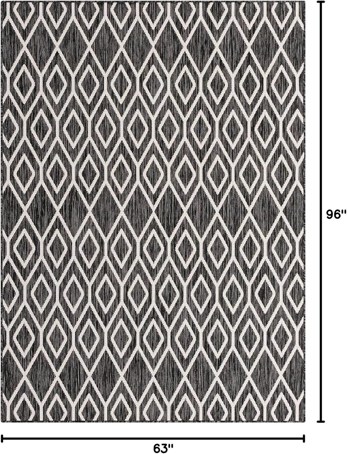 Jill Zarin Outdoor Collection Area Rug - Turks and Caicos (5' 3" x 8' Rectangle Charcoal Gray/Ivory)