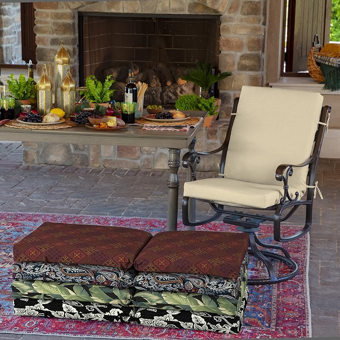 Arden Patio Dining Outdoor Chair Cushions, 20x44, Rain-Proof Seat Pad, Fade-Resistant Outdoor Cushion Tan Leala