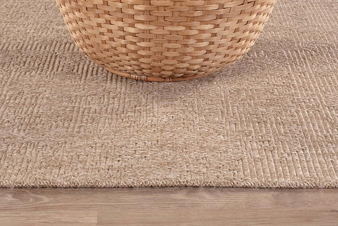 CAMILSON Easy Jute Rug 9x12, Indoor Outdoor Natural Color Fiber Large Area Rugs for Living Room Patio and Kitchen Rug, Solid Boho Woven Design, Easy-Cleaning, Washable Outside Carpet (9 x 12)
