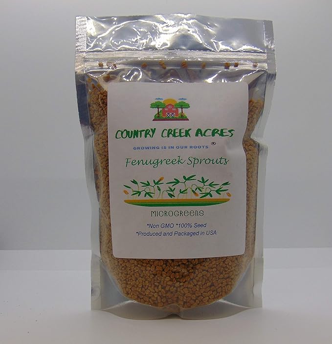 Fenugreek Sprouting Seed, Non GMO -16 oz - Country Creek Acres Brand - Fenugreek for Sprouts, Garden Planting, Cooking, Soup, Emergency Food Storage, Vegetable Gardening, Juicing, Cover Crop