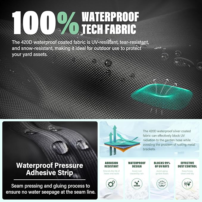 Garden Hose Storage Pot Cover, Protective All-Weather Shield Against Sun/Rain/Snow/Sandstorms – Extends Life of Hose Storage Pot & Hose（Cover Only）