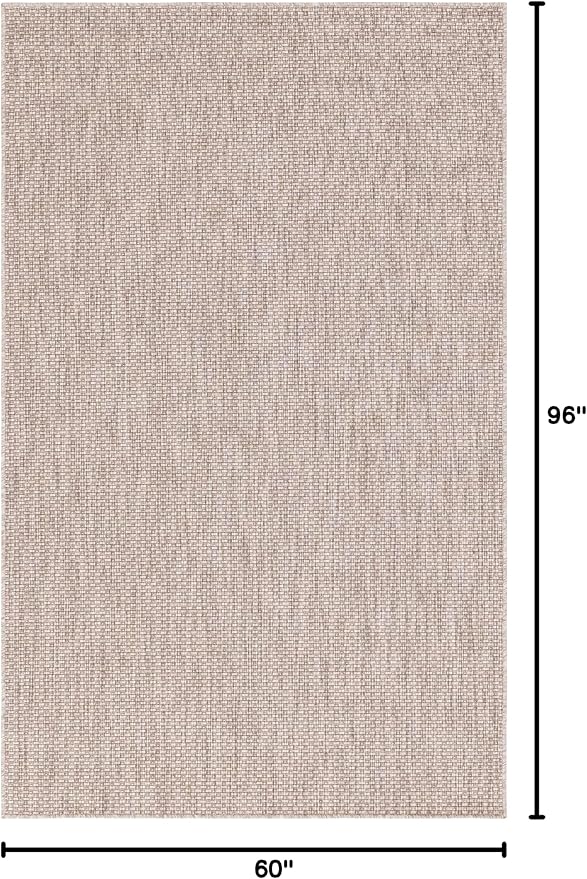 Unique Loom Collection Casual Transitional Solid Heathered Indoor/Outdoor Flatweave Area Rug (5' 3" x 8' Rectangle, Beige/Ivory)