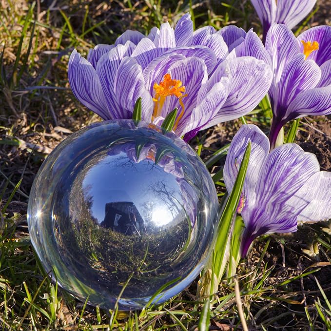 6 Inch Gazing Ball, Large Shiny Mirror Globe for Gardens Ponds Floating Swimming Pool Home Clearance Stand Decoration Outdoor, Stainless Steel Prime Sphere Hollow Polished Decorative Ornament (Silver)