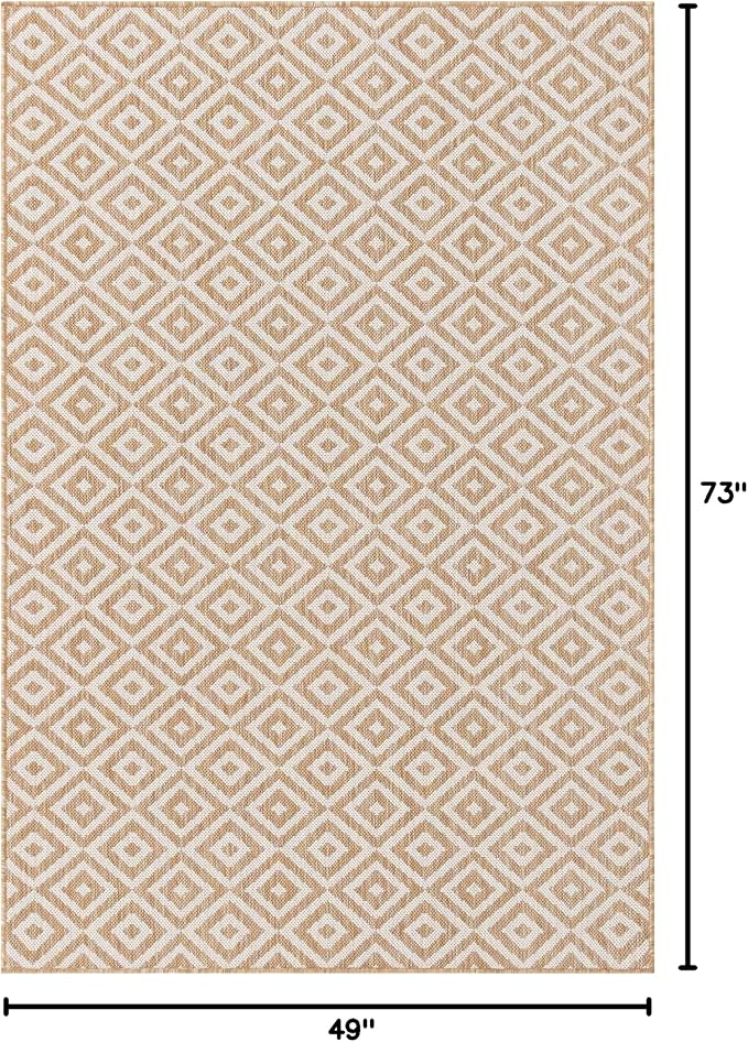 Unique Loom Outdoor Collection Area Rug - Costa Rica (4' 1' x 6' 1' Rectangle, Beige/ Cream)