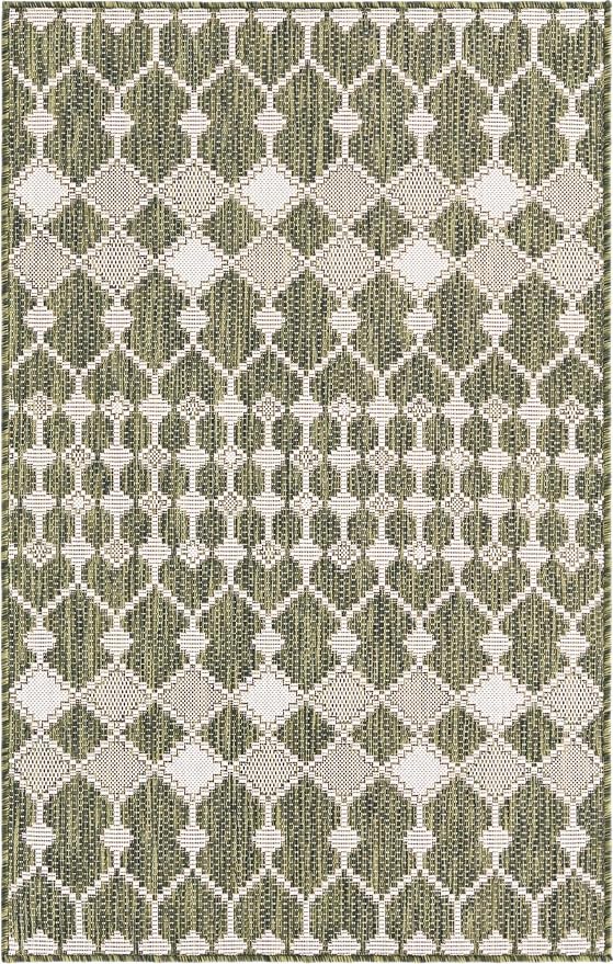Unique Loom Outdoor Trellis Collection Area Rug - Traliccio (3' x 5' 3" Rectangle, Green/ Ivory)
