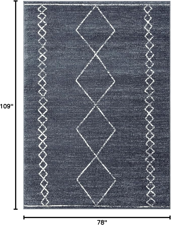 LUXE WEAVERS Daphnes Anthracite 6x9 Boho Moroccan Geometric Area Rug 2735