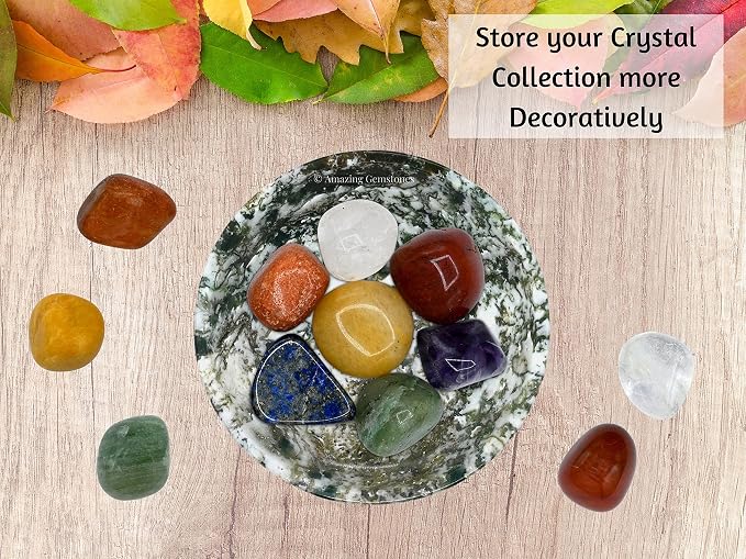 Tree Agate Crystal Bowl - 2 Inch Decorative Bowls for Room and Home Decor - Gemstone Healing Crystals for Elegant Display, Positive Energy Balance and Gift
