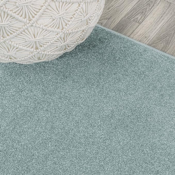JONATHAN Y Haze Solid Low-Pile Aqua Blue Runner Rug 2x12, Coastal,Bohemian,Minimalist,Classic, Easy-Cleaning for Living Room,Bedroom,Kitchen,Pet Friendly,Non-Shedding (SEU100S-212)