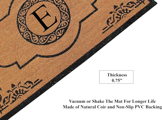 A1 Home Collections First Impression Hand Crafted Abrilina Entry Coir Monogrammed Double Doormat, 72" L x 36" W, X-Large