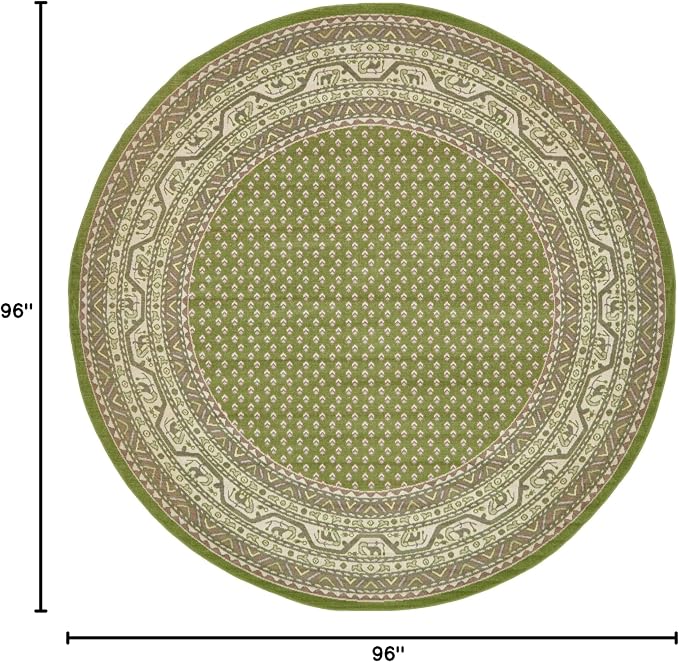 Unique Loom Williamsburg Collection Traditional Border with Dotted Center Area Rug, Round 8' 0" x 8' 0", Green/Beige