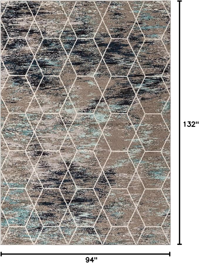 Unique Loom Trellis Frieze Collection Area Rug - Geometric (8' x 11', Blue Multi/ Ivory)