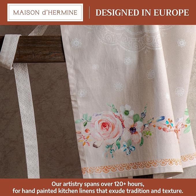 Maison d' Hermine Aprons for women with Pocket 100% Cotton (27.50"x31.50") | Adjustable Neck Strap & long ties Apron Men Chef Wedding Cooking Gardening Server Maid