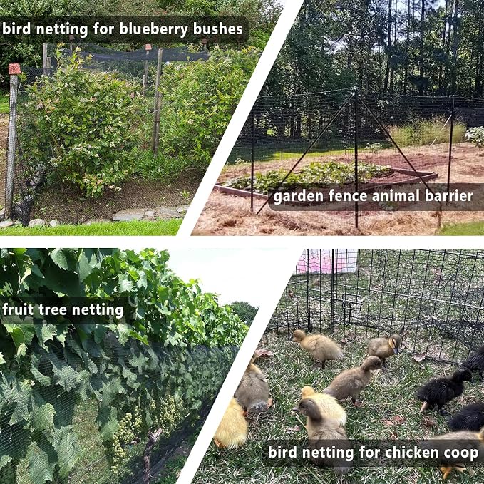15x20 ft Bird Netting, 1/2-inch Square Mesh – Garden Netting Animal Barrier for Vegetables, Fruit Trees, Blueberry Bushes, Strawberries – Protects Against Birds, Deer, Chickens, Squirrels
