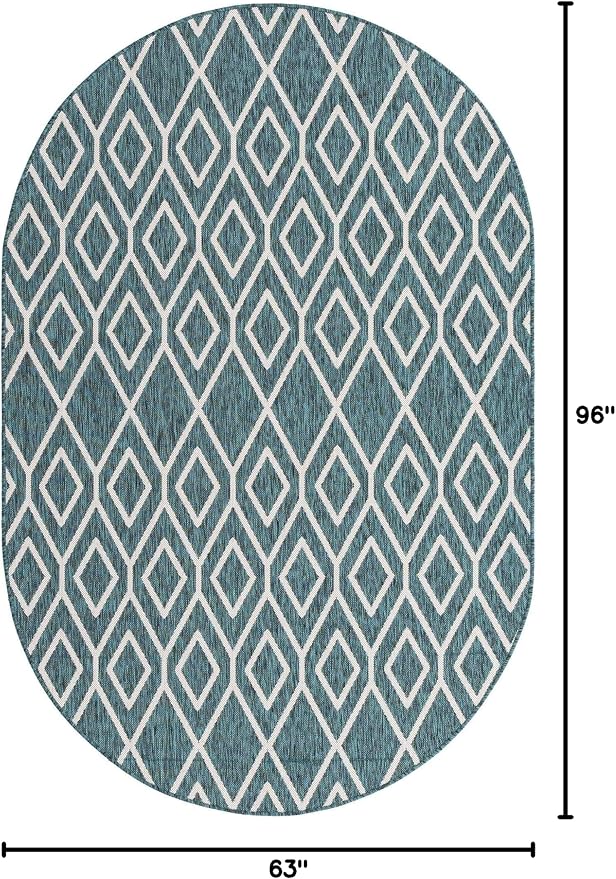 Jill Zarin Outdoor Collection Area Rug - Turks and Caicos (5' 5" x 8' Oval Teal/Ivory)