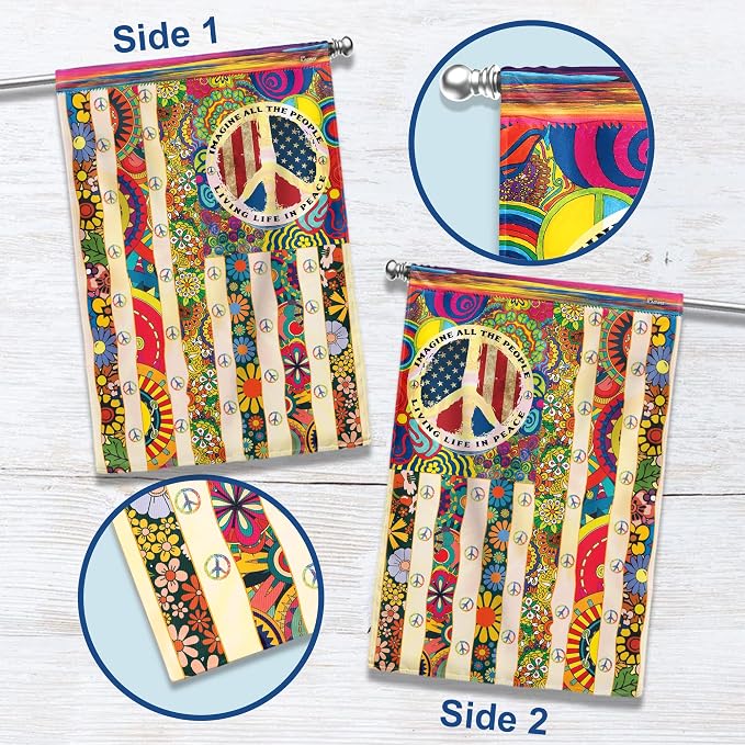 FLAGWIX Peace Hippie Flag - Decorative Home & Garden Flag, 30x40