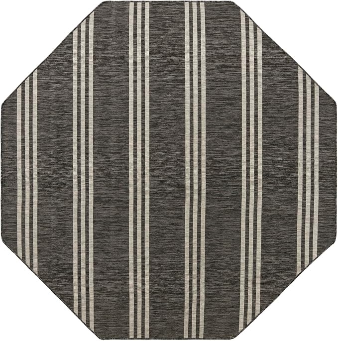 Unique Loom Outdoor Collection Area Rug - Anguilla (7' 10" Octagon, Charcoal/ Ivory)