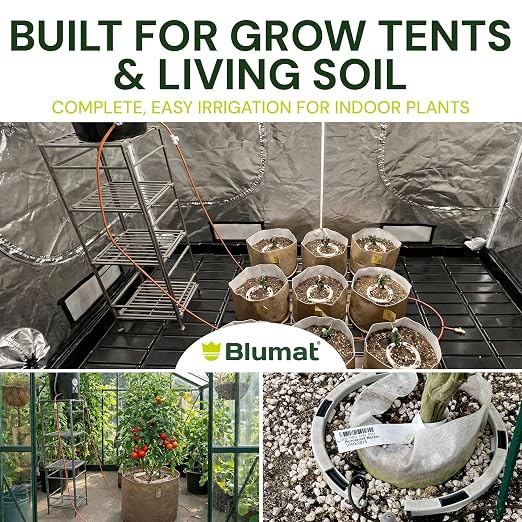 Grow Tent Drip Irrigation System - Blumat Watering Kit for 4 Large Pots (10-20 Gallon) - Automatic Grow Tent Watering System with Efficient Preset Blumat Sensors (Bucket not Included)