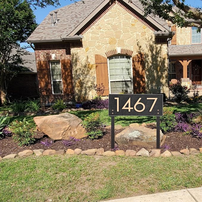 Personalized Address Sign LAWN MOUNTED - House Number Sign,Address Plaque,House Address Numbers for Outside House Lawn Insert,Yard,Ground,Garden,Drive Way Free Standing with Stakes(Rose Gold)